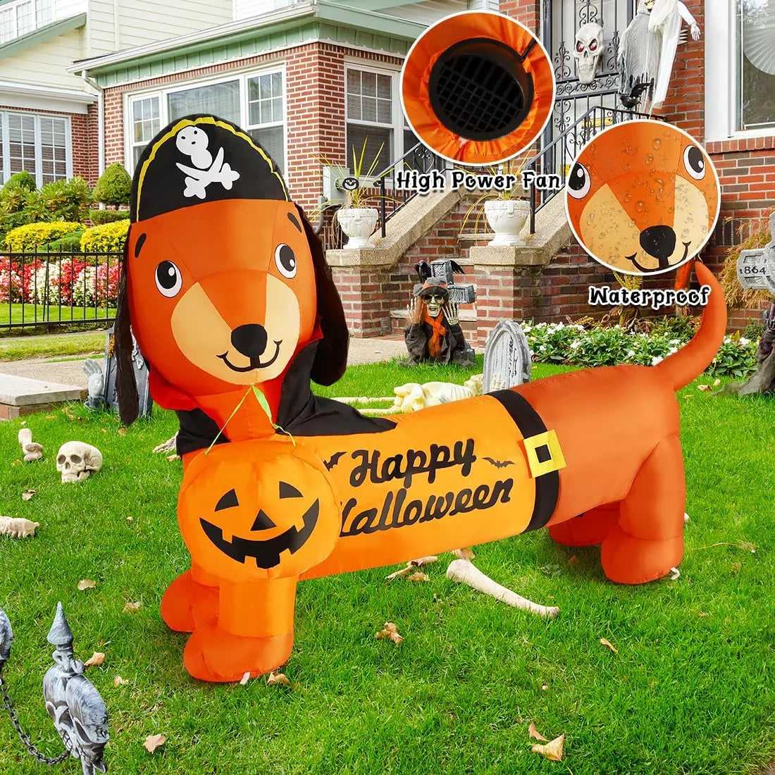 Halloween Inflatable 5 FT Halloween Dog Decorations, Halloween Inflatable Dog with Built-In Lights, Halloween Decorations Outdoor Clearance for Halloween/Holiday/Garden/Yard