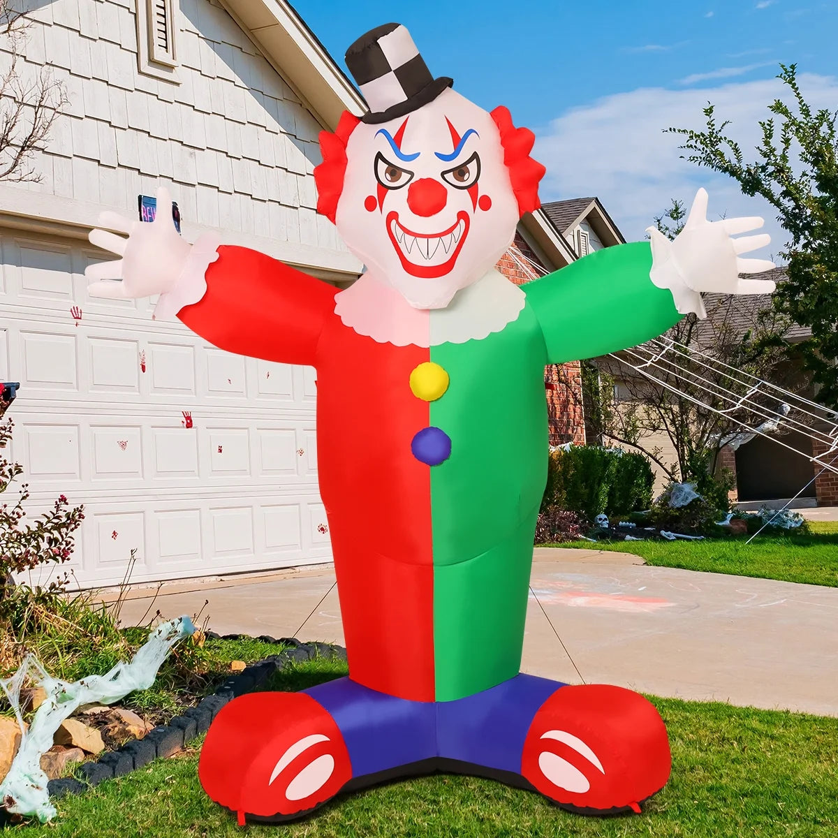 Halloween Inflatable 7.2 FT Blow up Clown, Halloween Inflatables Clown Outdoor Halloween Clown Decorations with LED Lights, Funny Halloween Decorations Clearance for Halloween/Holiday