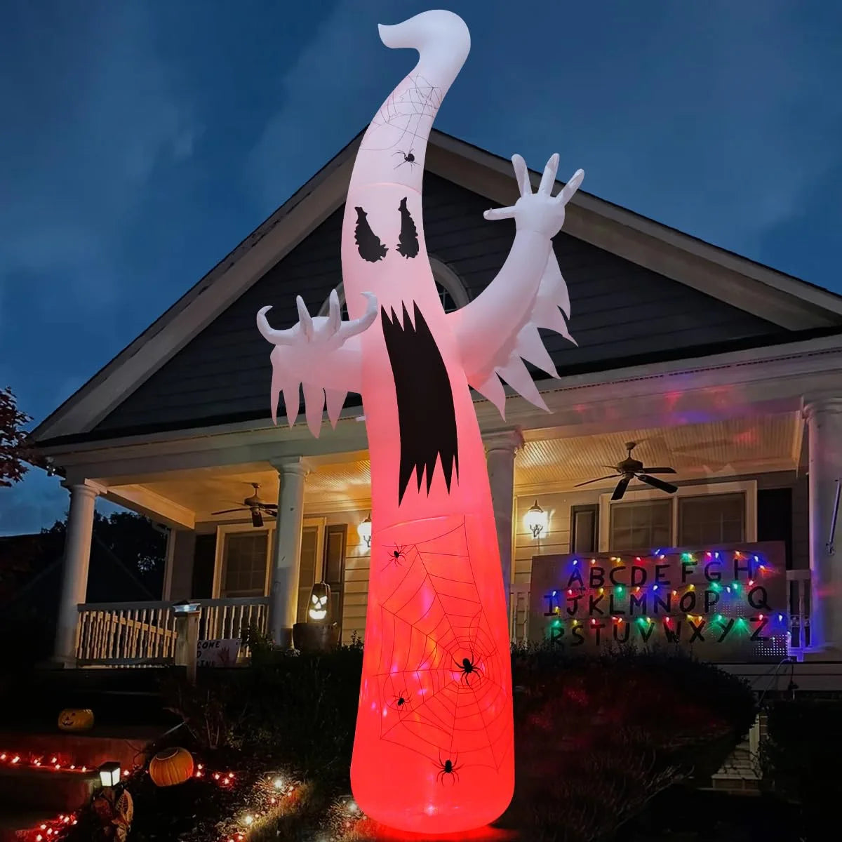 Halloween Inflatable 11.8 FT Inflatable Halloween Ghost, Inflatable Halloween Ghost Scary Blow up Ghost with LED Lights, Outdoor Halloween Decorations Clearance for Halloween/Holiday/Party