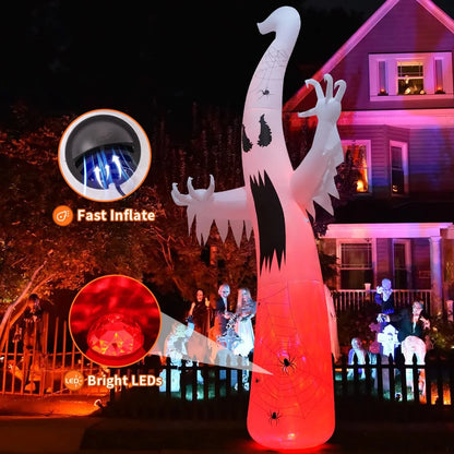 Halloween Inflatable 11.8 FT Inflatable Halloween Ghost, Inflatable Halloween Ghost Scary Blow up Ghost with LED Lights, Outdoor Halloween Decorations Clearance for Halloween/Holiday/Party