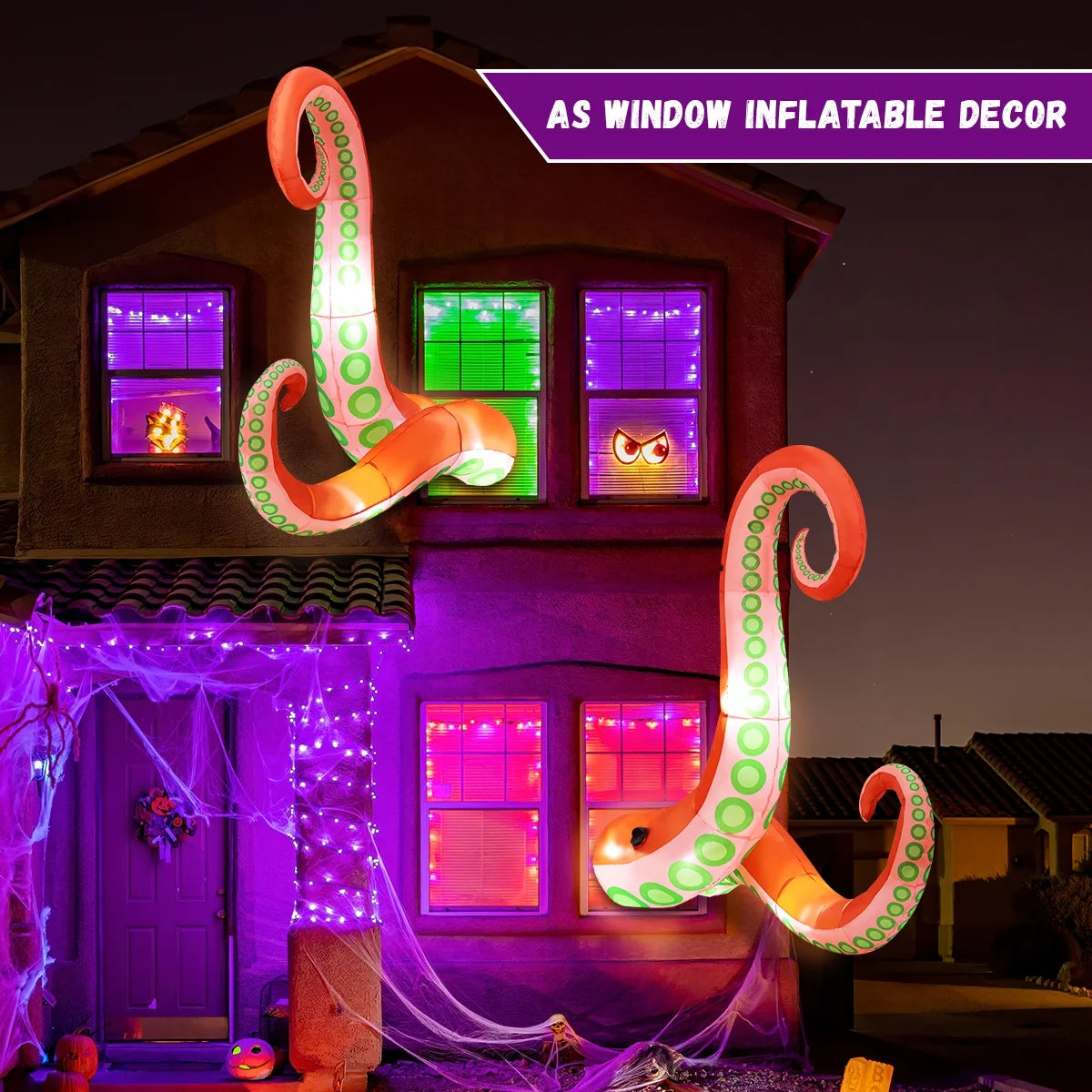 Halloween Inflatable 5.5 FT Inflatable Octopus Tentacles, Halloween Octopus Inflatable with LED Lights, Outdoor Halloween Decorations Giant Inflatable Octopus Tentacles for Holiday/Halloween