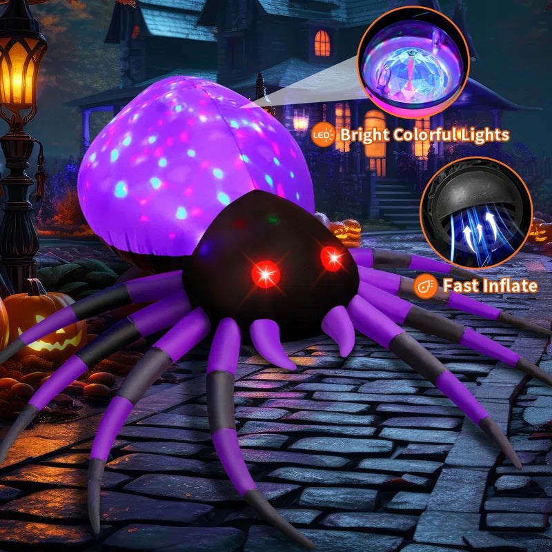 Halloween Inflatable Halloween Spider Inflatable Blow up Spider with LED Lights