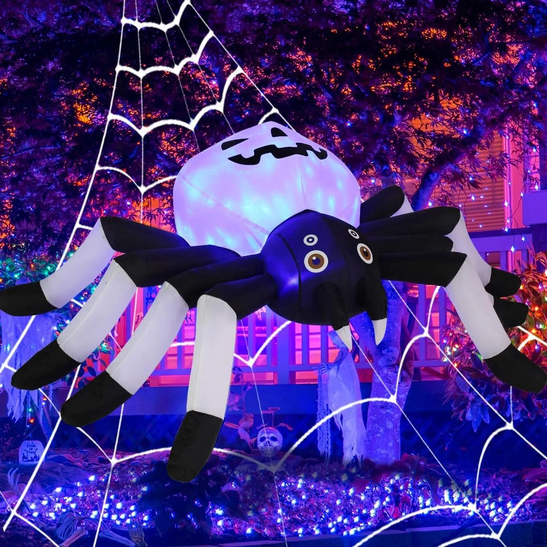 Halloween Inflatable 5 FT Halloween Spider Inflatable with Magic Light, Inflatable Spider Halloween Decorations Blow up Spider Decoration, Outdoor Halloween Inflatables Clearance for Party/Yard